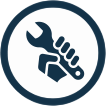 Icon of hand holding a wrench